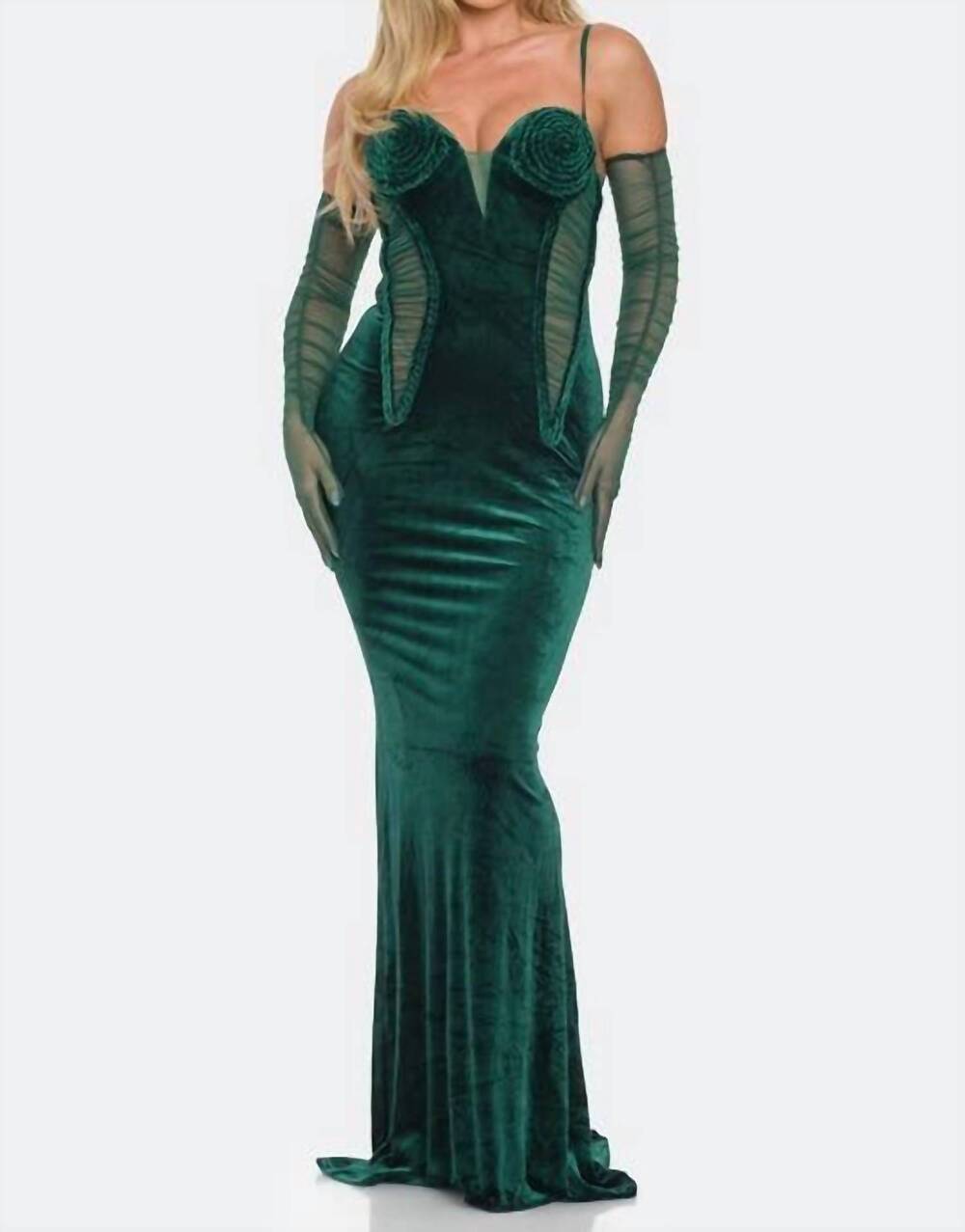 NEW BANJUL velvet braided rope maxi dress in hunter green